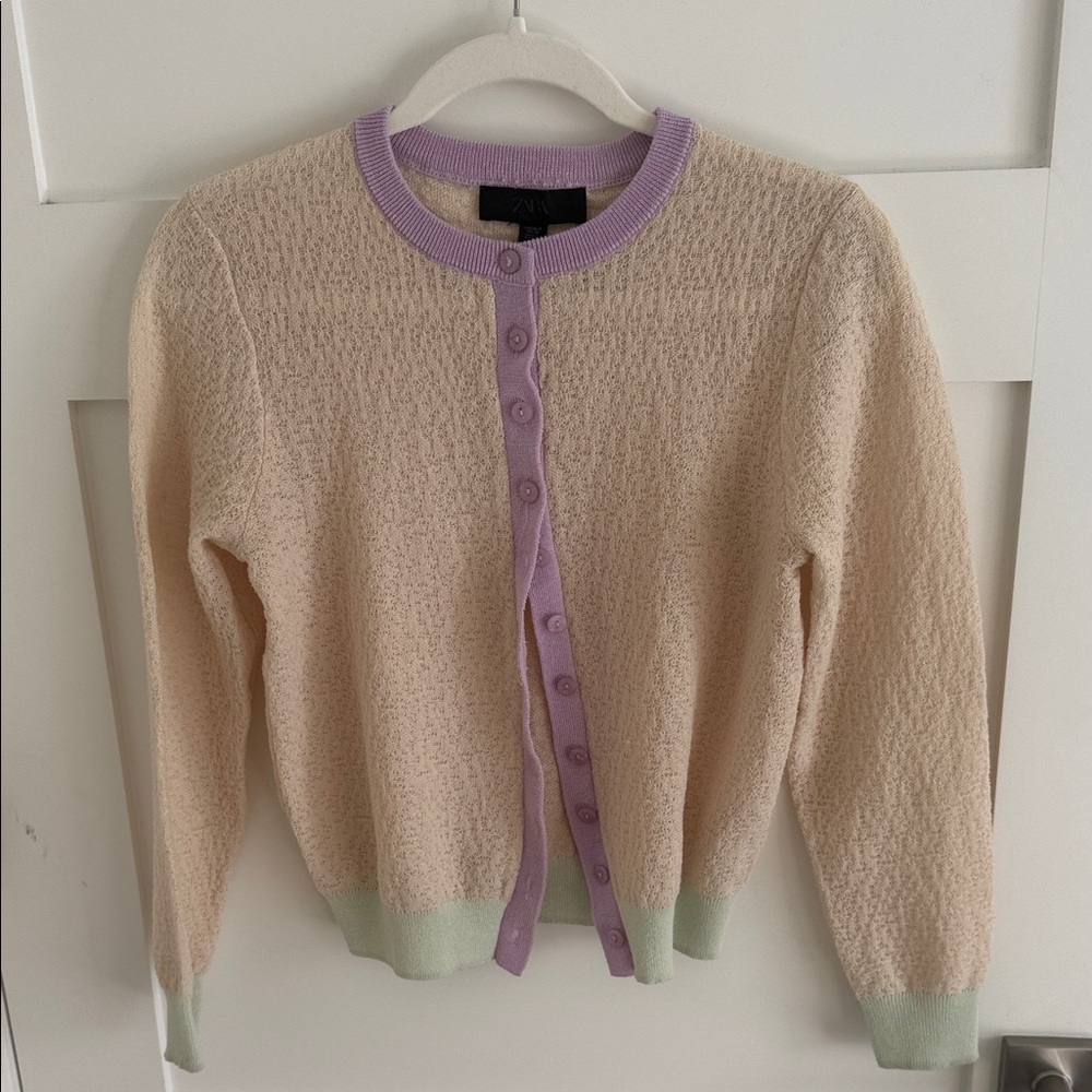 Zara Pastel Button-Up Cardigan